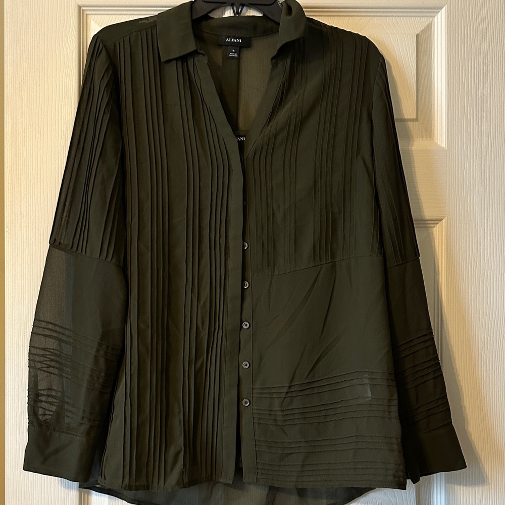 Olive Green sheer Blouse with Cami